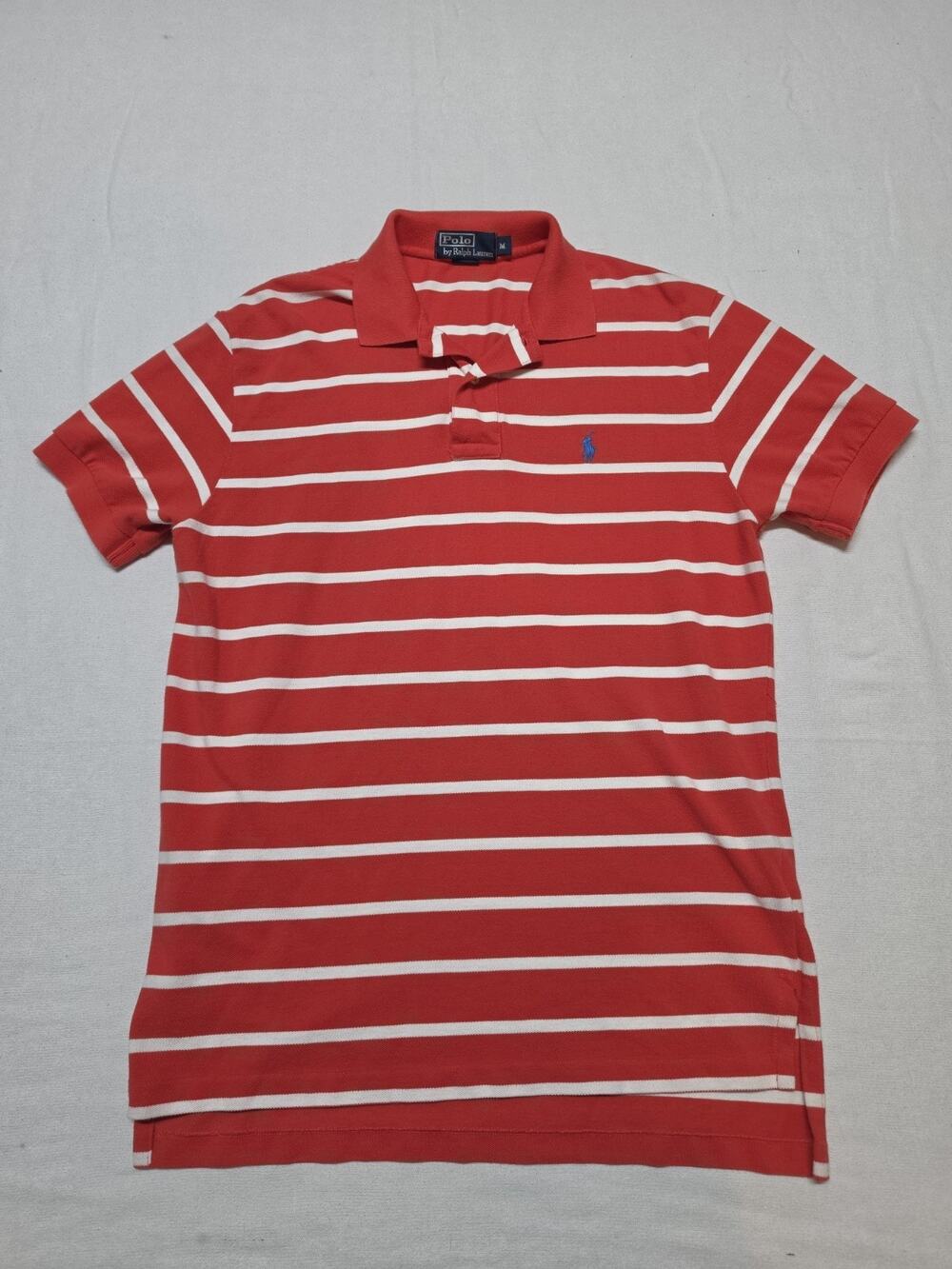 polo ralph lauren polo shirt Red With White Stripes Short Sleeve Mens Size M